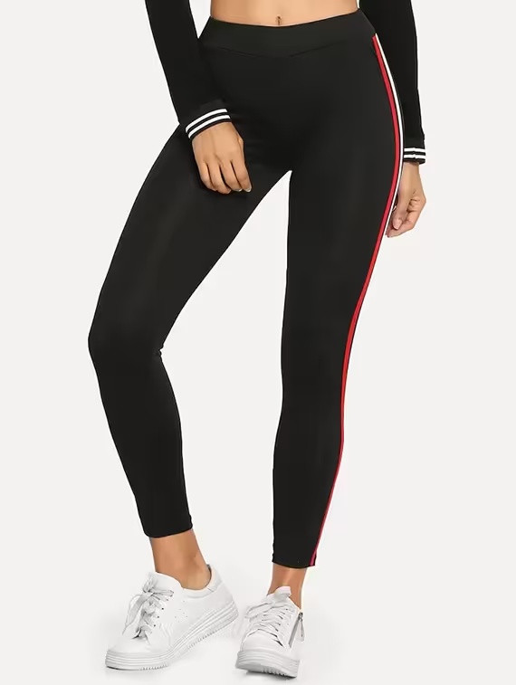 Side taped high rise jegging